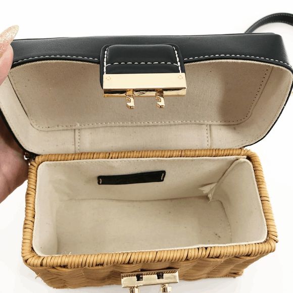 Zara Women's Brown Chain Woven Square Crossbody Bag Small - Picture 9 of 9